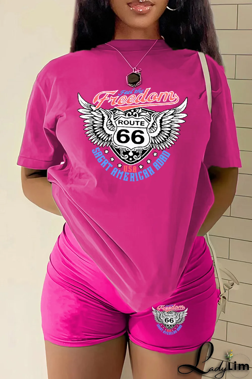 Orange Casual Print Patchwork O Neck Plus Size Two Pieces