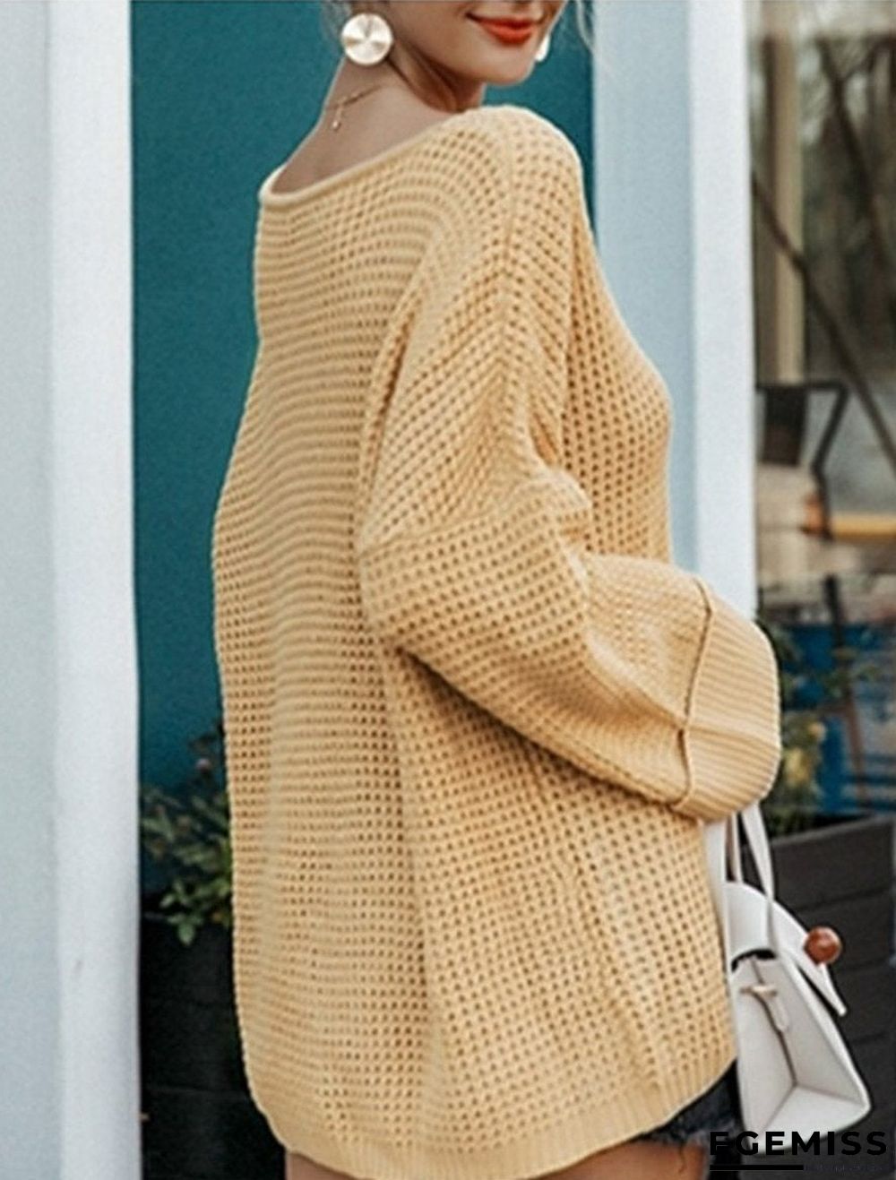 Casual Soft Pocket V-neck Long Sleeve Pullover | EGEMISS