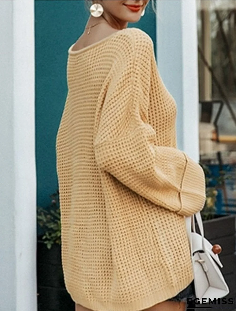 Casual Soft Pocket V-neck Long Sleeve Pullover | EGEMISS