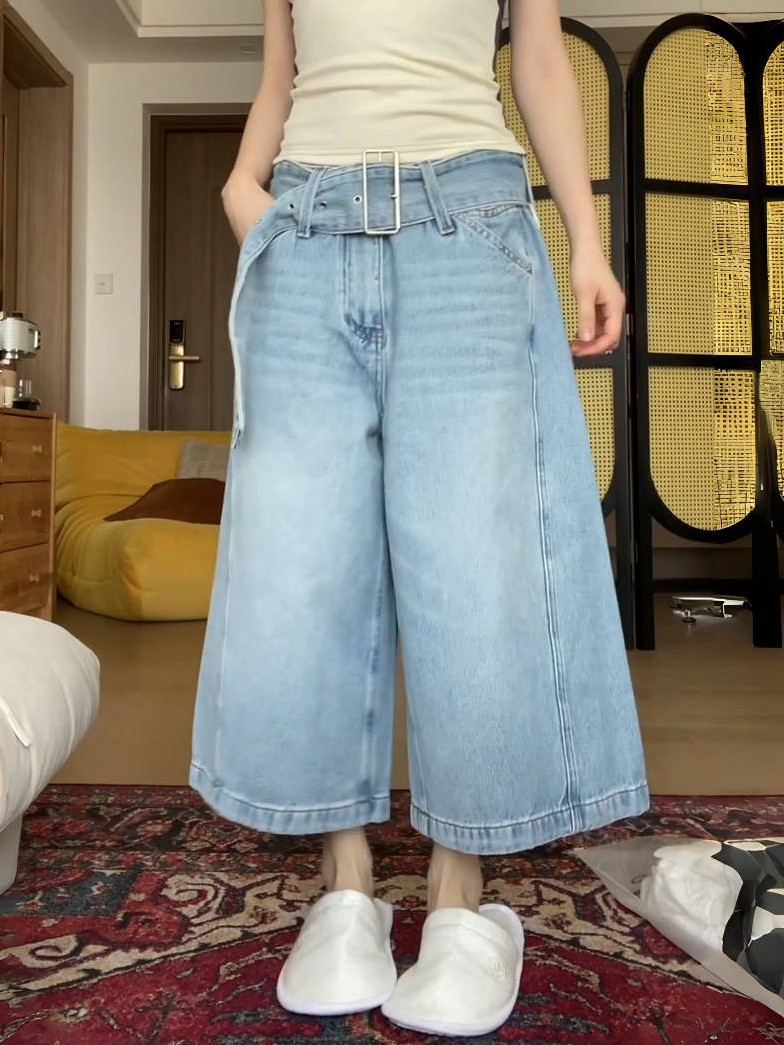 Loukisht lululemon dance studio pants outfit Y2K Baggy Japanese 2000s Ankle Length Denim Trouser Women Washed Vintage Casual Pants Female High Street Retro Light Blue Jeans