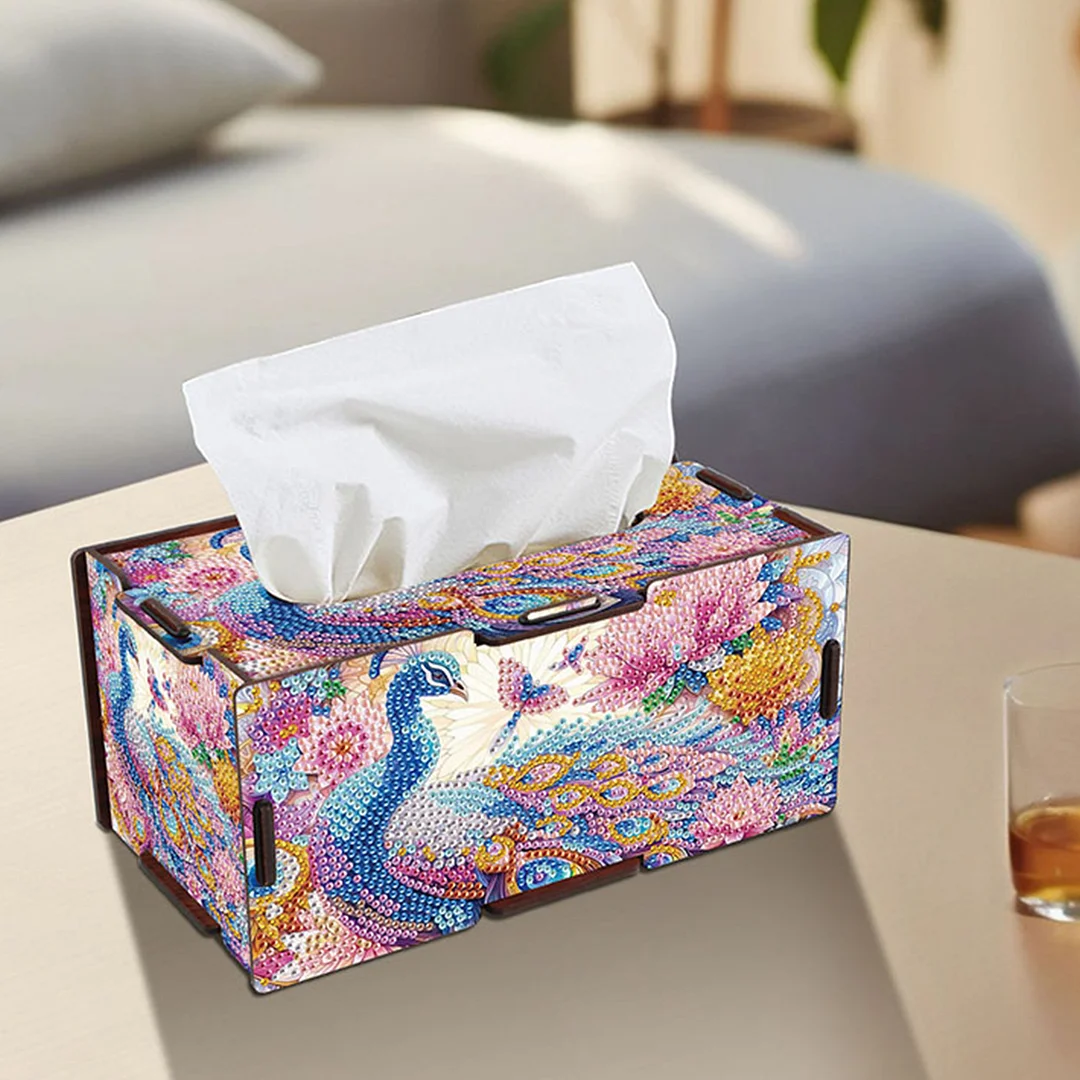 Wooden Diamond Painting Tissue Box for Home and Office Decoration (ZJH016)