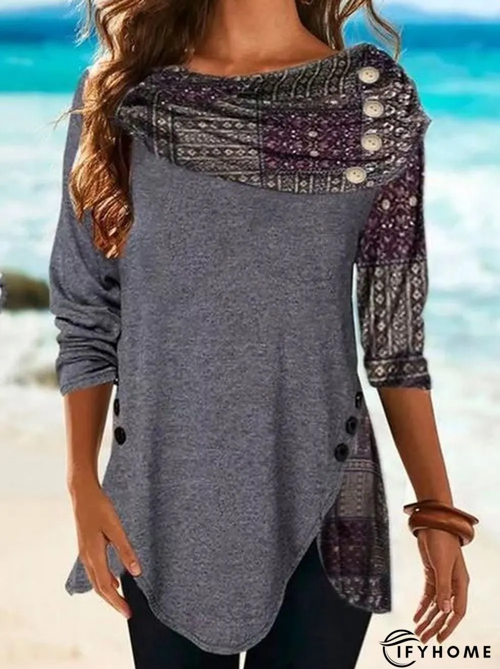 Striped Crew Neck Casual Loose Sweatshirt | IFYHOME