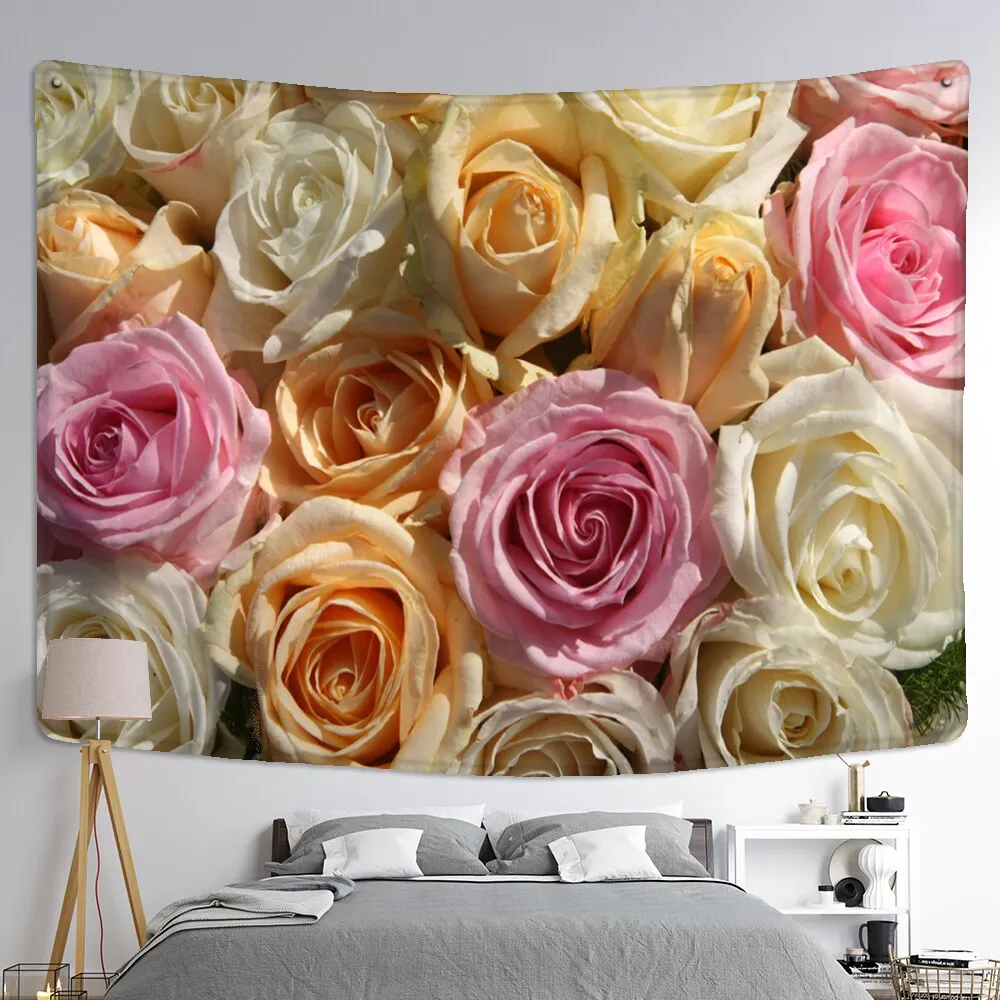 Flowers Floral Tapestry Wall Hanging Bohemian Style Natural Plant Art Ins Hippie Tapiz Mandala Home Decor