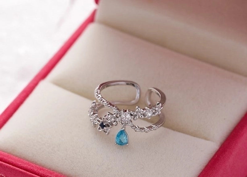 Minimalist Flower Copper Inlay Zircon Rings