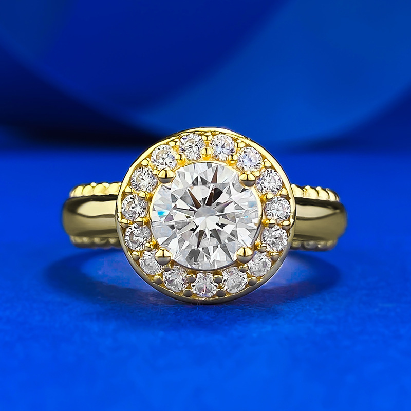 MIKAMU Jewelry S925 Silver 1-Carat Round Diamond Ring