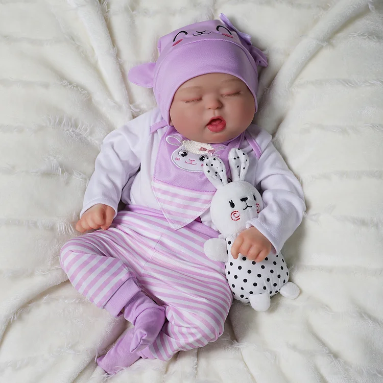 Babeside Buna 20'' Cutest Realistic Reborn Baby Doll Sleeping Girl Purple Lamb