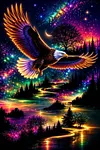 Luxury AB Velvet Diamond Painting Kit - Eagle Landscape
