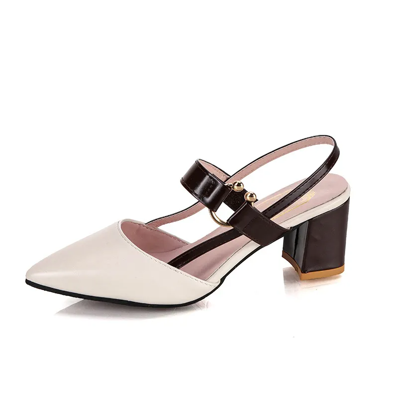 Breakj Breakj Spring And Summer New Single-Shoe Women's Sharp Head Thick-Heeled Women's Shoes Heeled High Heels Hollow Women's Sandals