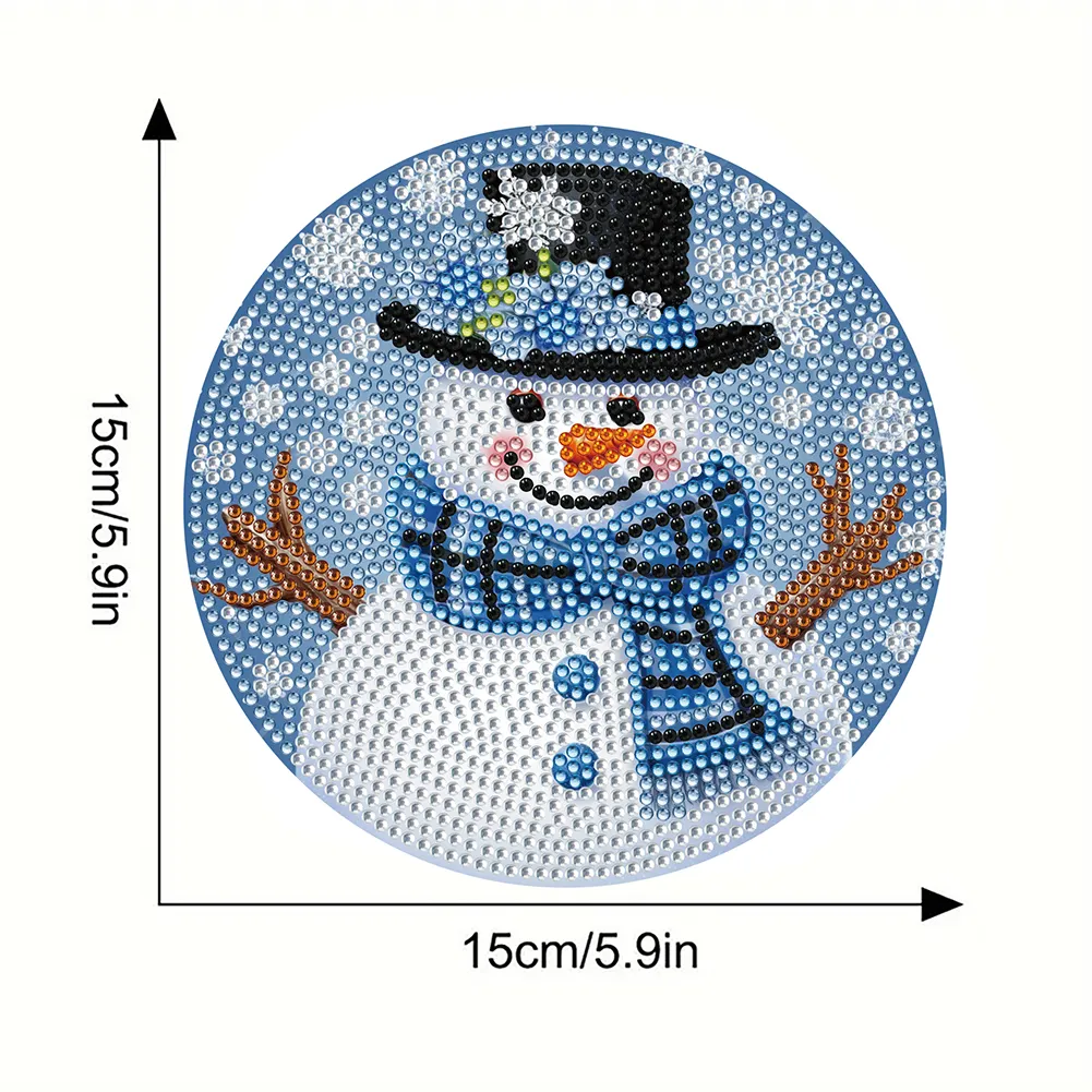 4pcs Snowman Diamond Art Coasters Kits for Home Party and Holiday Decorations