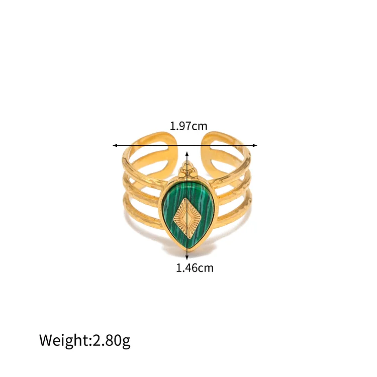 Olivenorma Natural Malachite Adjustable Irregular Ring