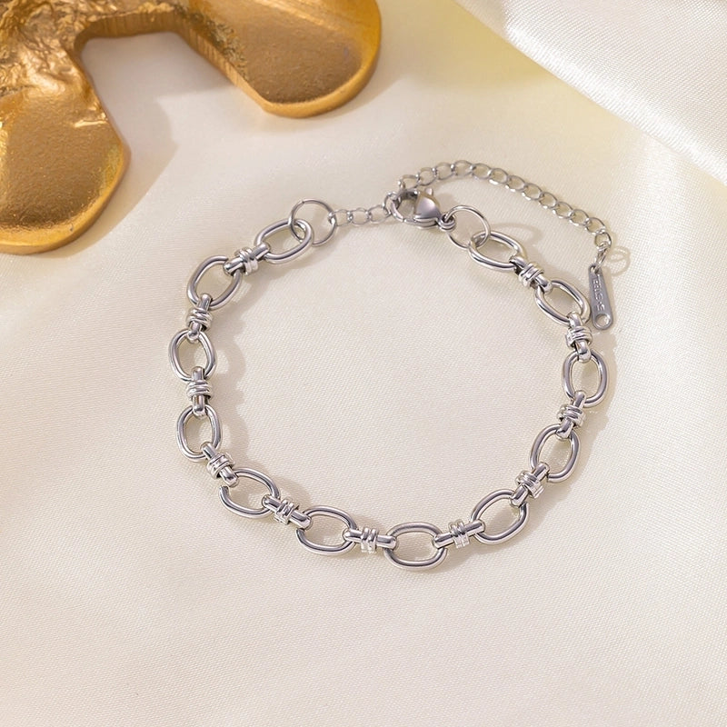 Casual Minimalist Eye Flower Butterfly Titanium Steel Zircon Bracelets In Bulk