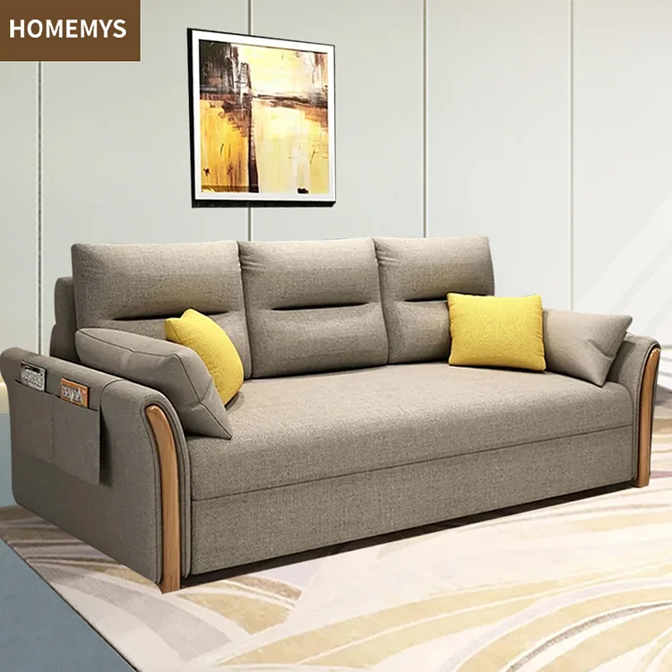 Homemys Sofa Bed Sofa in Cotton and Linen, Upholstered, Convertible, with 3 Functions
