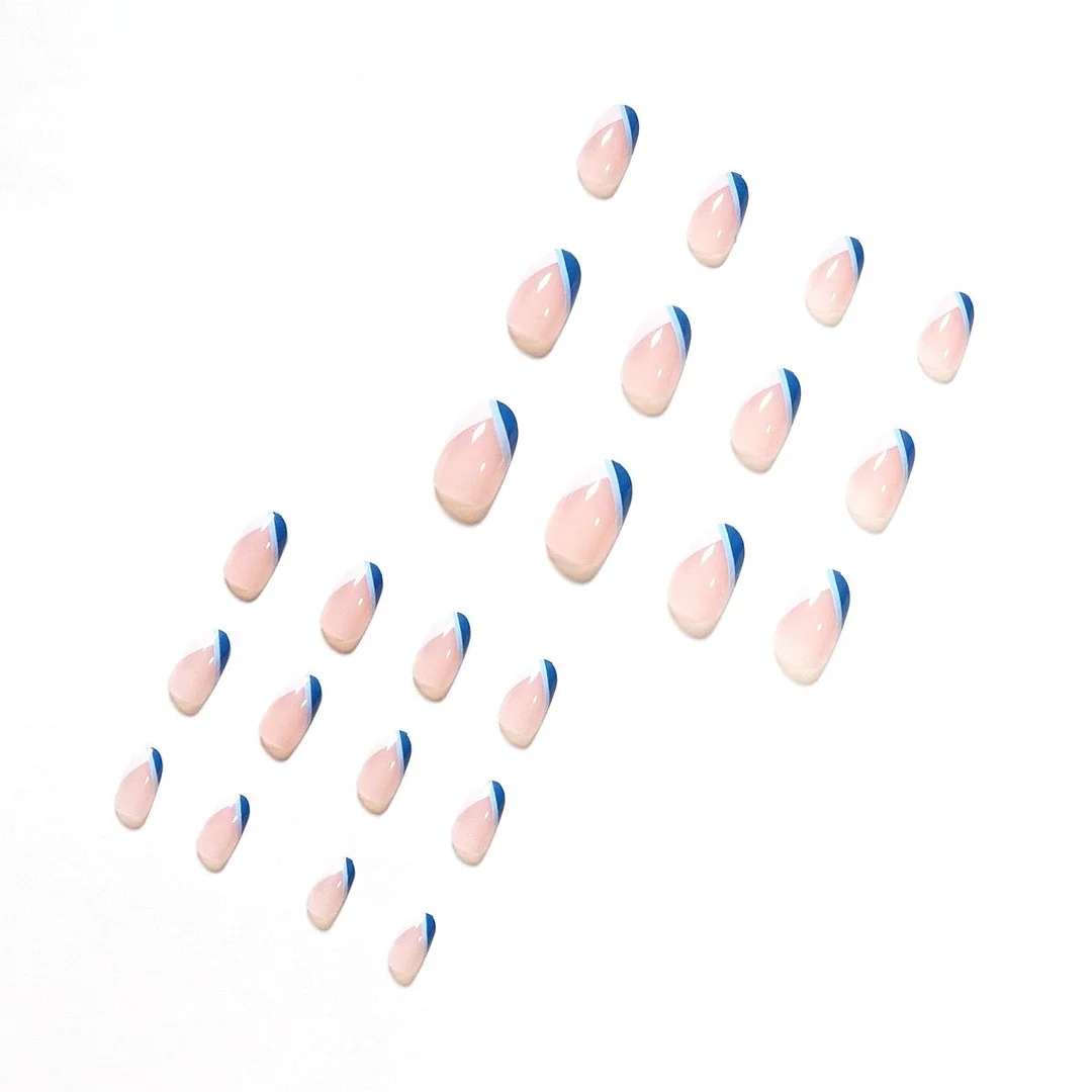 24pcs Almond False Nails Colorful wave pattern design fake nails Wearable Ballerina Nails Full Cover Nail Tips Press On Nails