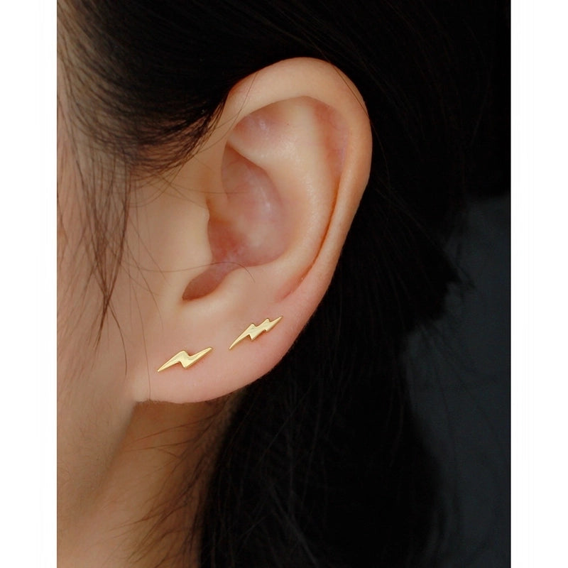 1 Pair 925 Sterling Silver Lightning Ear Studs