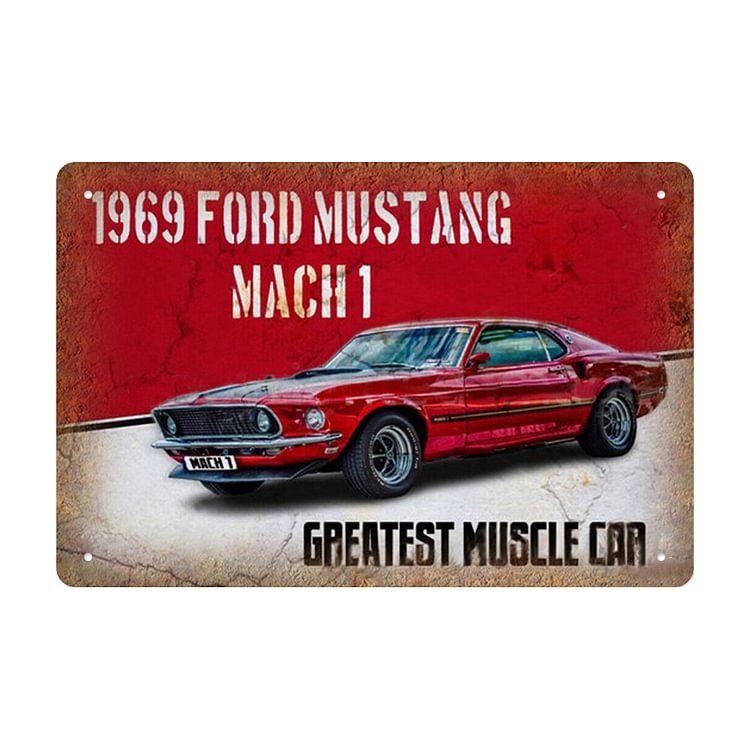 1969 Mustang Mach 1 V8 - Enseigne Vintage Métallique/enseignes en bois - 20*30cm/30*40cm