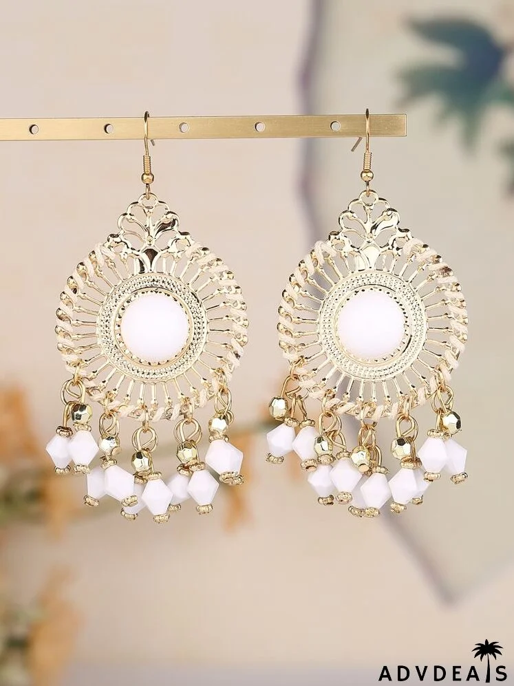 Bead Tassel Drop Earrings