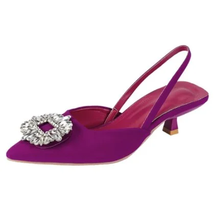 Comfort Shoes for Women Sandals Stiletto Heels 2021 Summer Suit Female Purple Large Size New Girls Low Pointed High Black Big