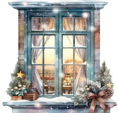 Christmas Window Snow Scenery 11CT Stamped Cross Stitch 50*50CM