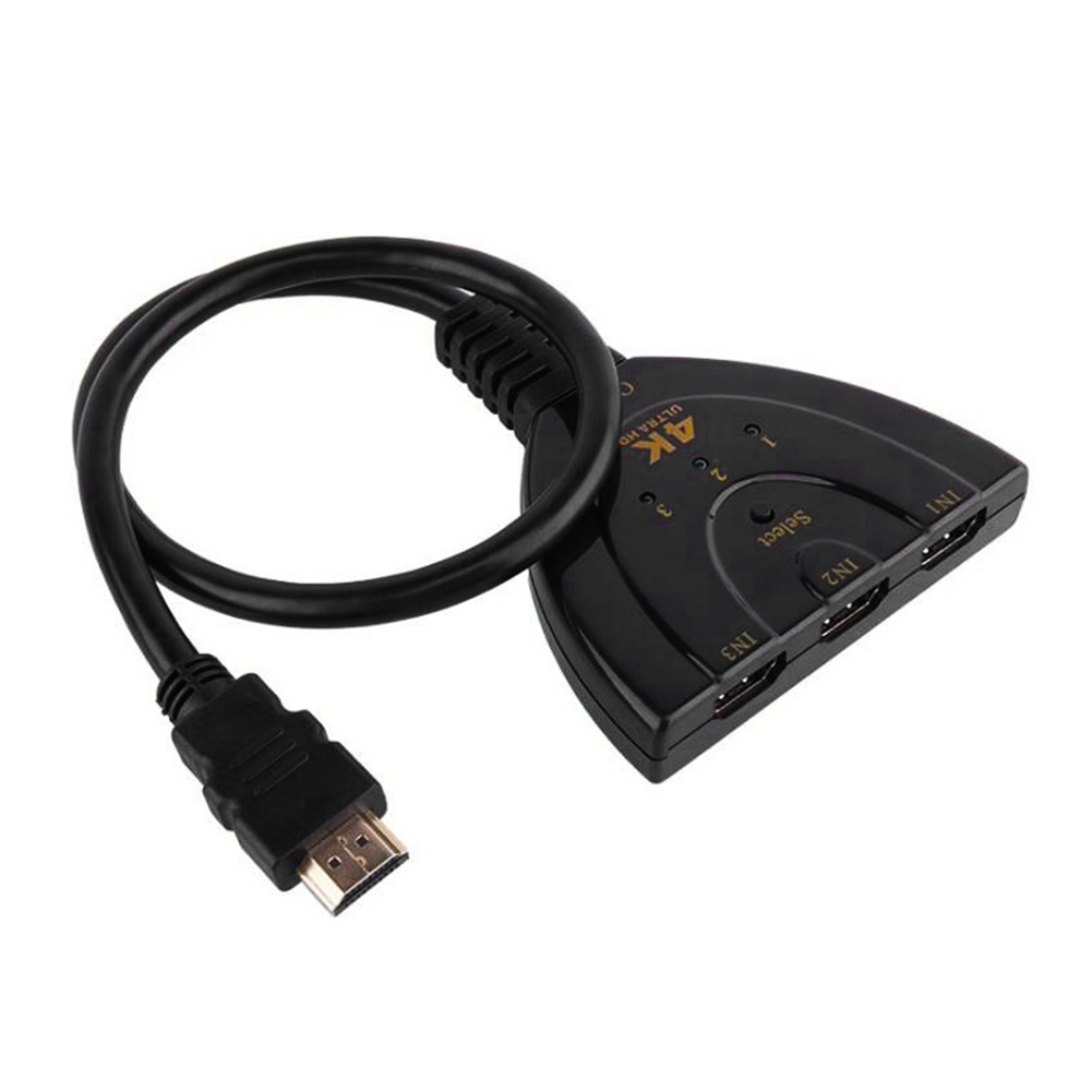 

4Kx2K 3 Port Mini HDMI-compatible Switch Splitter 3D 3 In 1 Out Audio Video Adapter, 501 Original