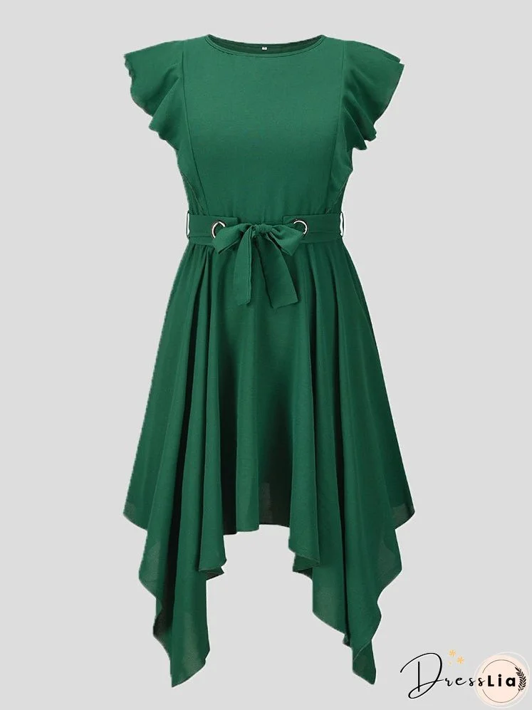 Dresses Slim Belt Irregular Ruffle Sleeve Dress for Women