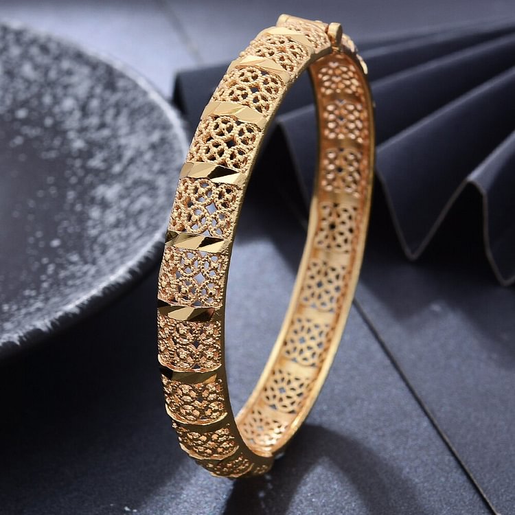 1-4Pcs French New 24K Gold Color Bangles For Women Girls Wedding Bridal Party Girl  Bracelet wife Gifts