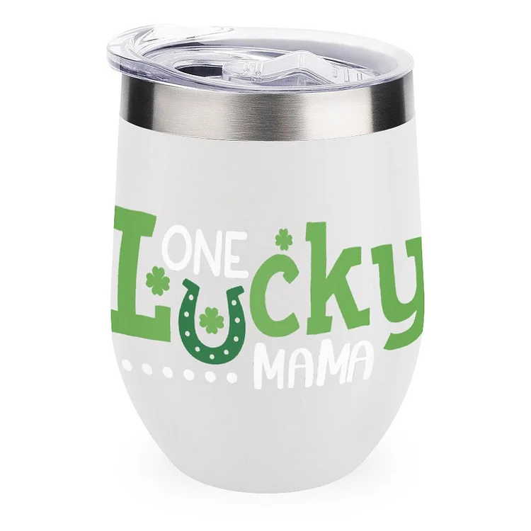 One Lucky Mama St Patricks Day Gift Stainless Steel Insulated Cup - Heather Prints Shirts