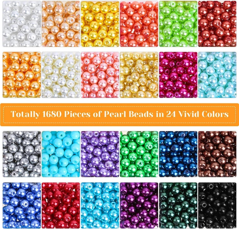 Hot Selling 1680 Pieces 6mm24 Color Mermaid ABS Dyed Pearl DIY Bracelet Necklace Jewelry Set