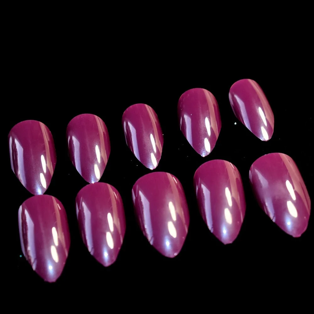Dusty Cedar Fashion Stiletto False Nails Pointed Sharp Candy Red Fake Nails for daily wear On the Nail Tree 24pcs-Nail Inspo