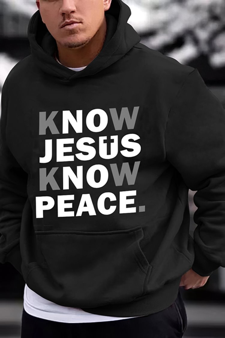 BrosWear Men's Jesus Alphabet Printed Hoodie
