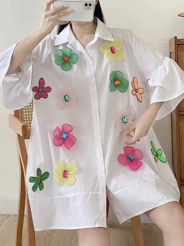Personalized Three-Dimensional Flower Loose Shirt