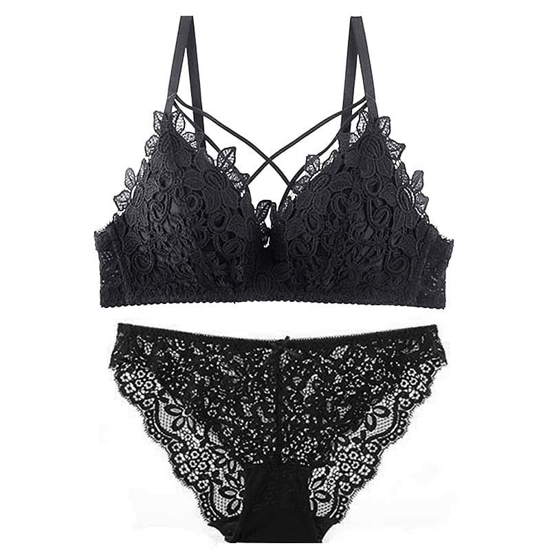 JYF Brand New Thin Section Sexy Lace Bra Set Cozy Triangle Cup Women Underwear Set Hot Sale Hollow Embroidery Bra Brief Sets