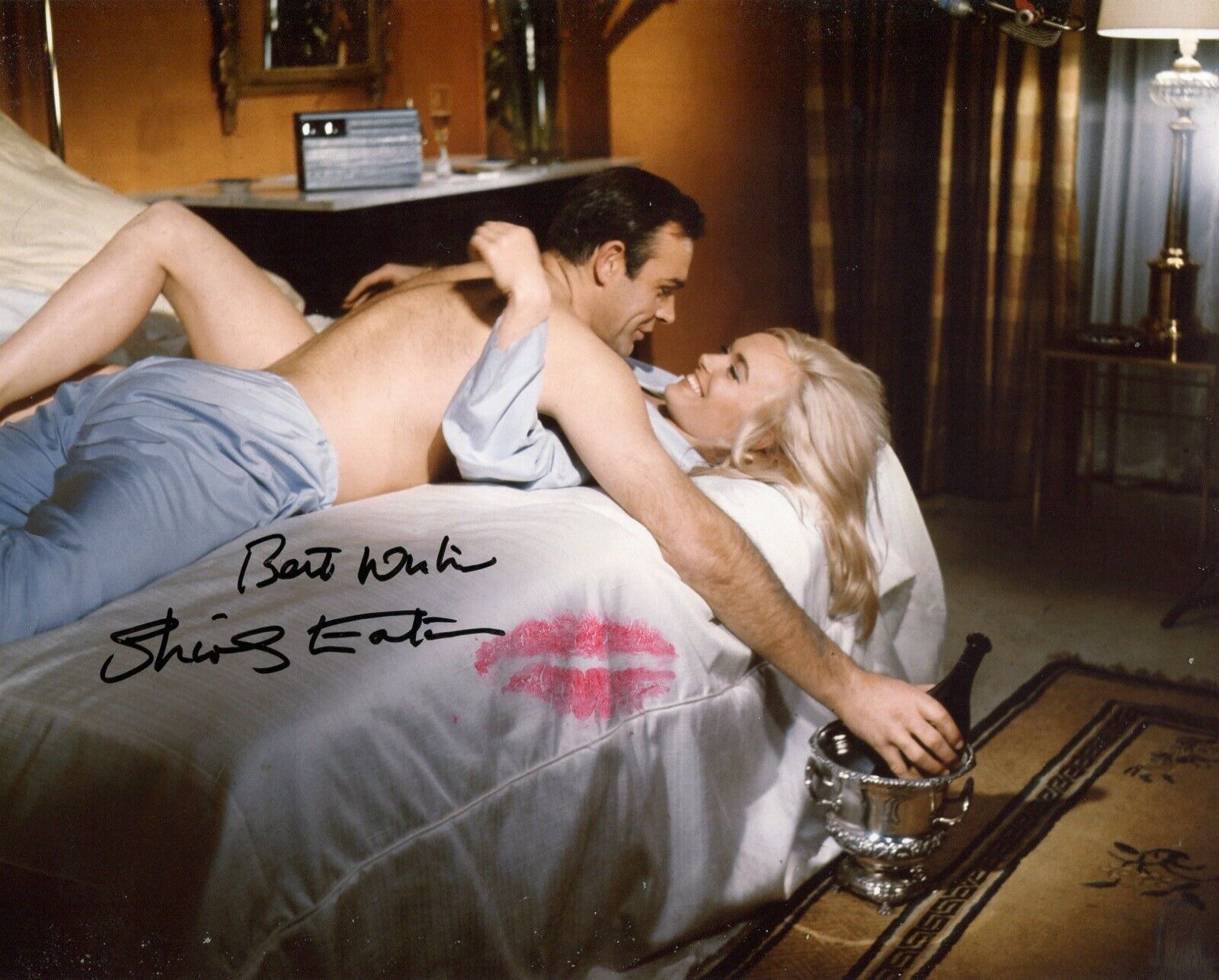 007 Bond girl Shirley Eaton signed & kissed Goldfinger Photo Poster painting No2 - UACC DEALER