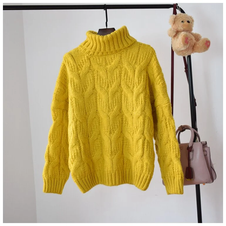 Sweater Women Pullovers Knitwear 2019 Winter Thick Casual Female Knitted Tops Pull Jumpers Oversized Woman Twist Warm Sweater