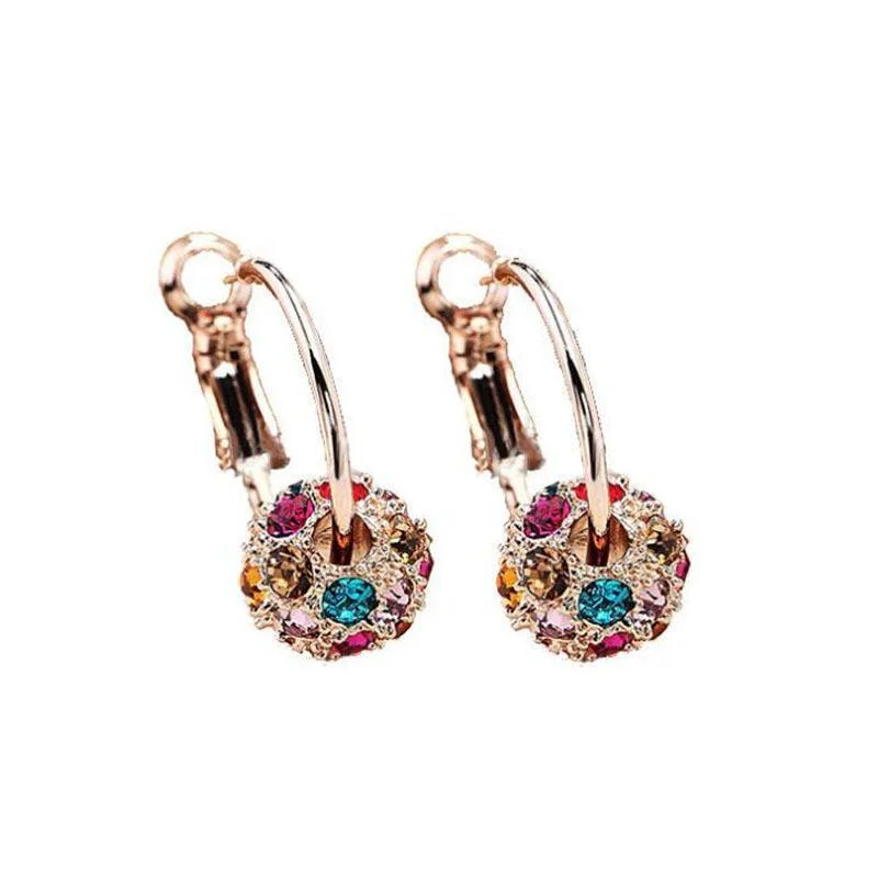 Shining spheroidal rhinestone women earings