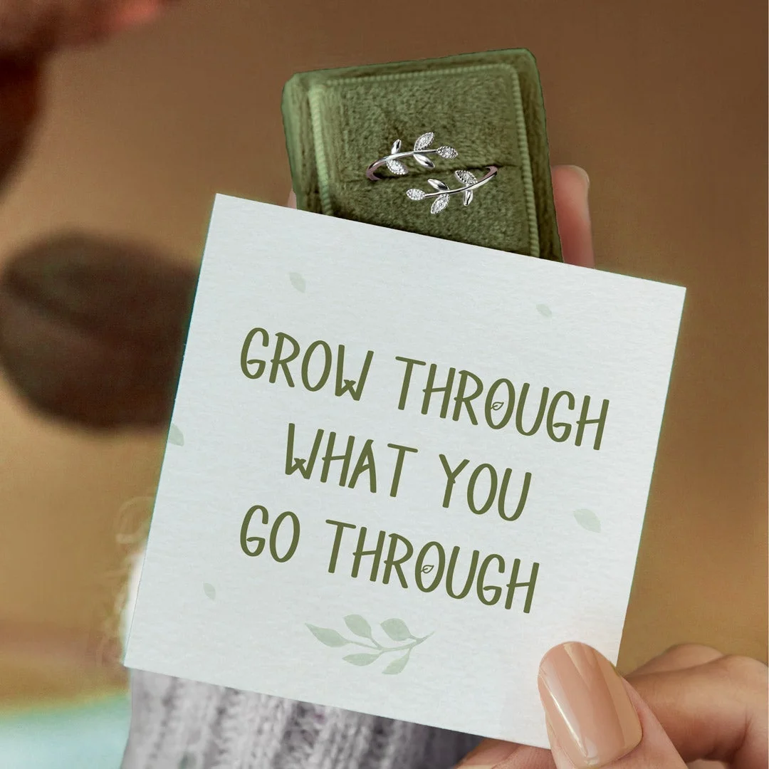 Grow Through What You Go Through Leaf Ring