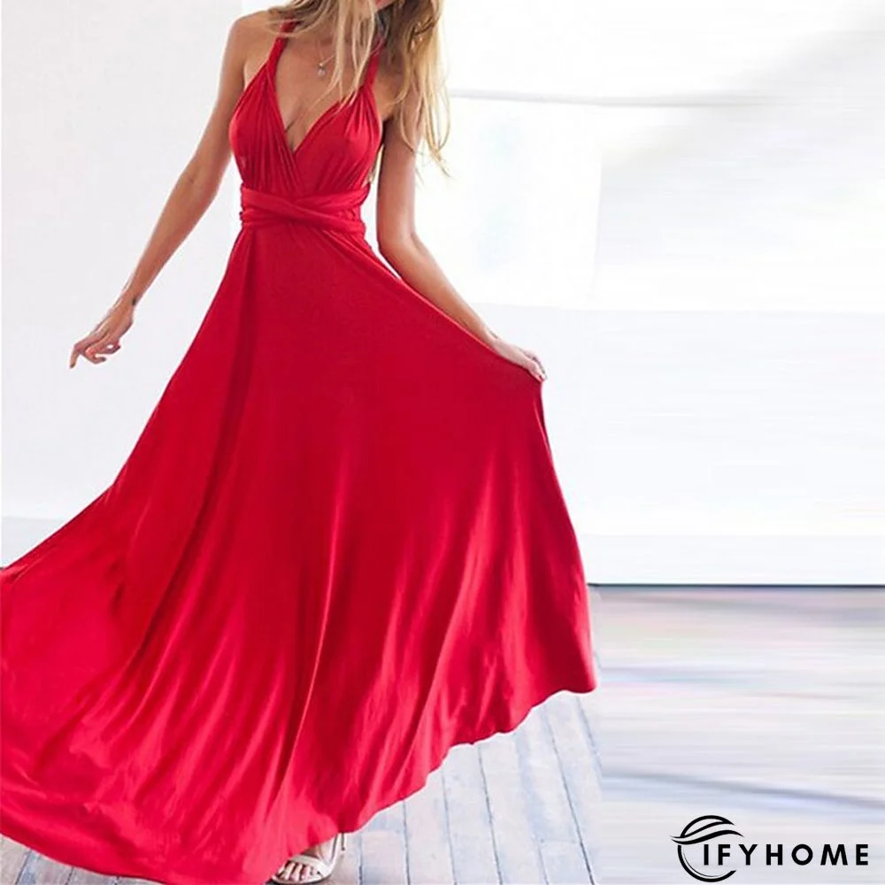 Women‘s Prom Party Dress Swing Dress Long Dress Maxi Dress Green Black Blue Sleeveless Pure Color Backless Spring Summer V Neck Party S M L XL | IFYHOME