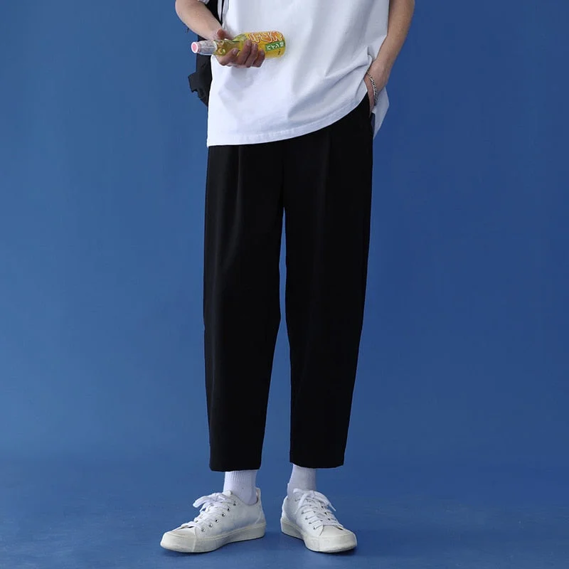 Aonga Men's Joggers Harem Pant Black Comfortable Summer Man Casual Pants Streetwear Loose Trouser Japanese Fashion For Men