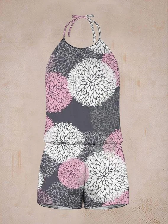 Women's casual sleeveless printed jumpsuit-Mayoulove