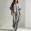 Women's Elegant Plus Size Loose Short Sleeve Shirt Top & Pants Two-Piece Suit Set