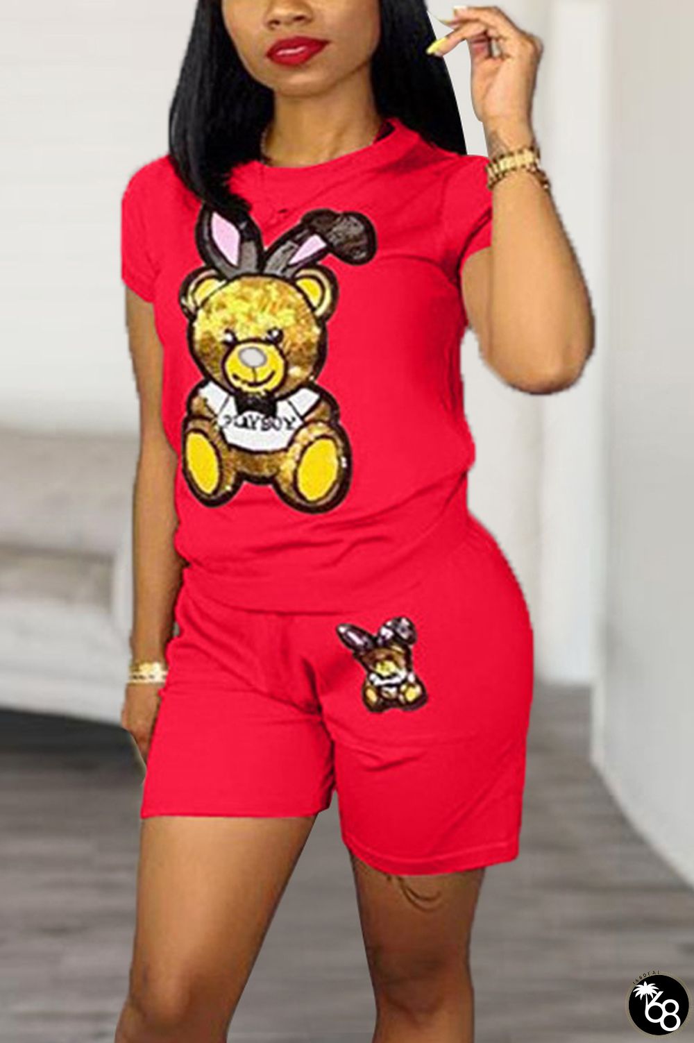 Red Casual Fashion Patchwork Sequin Straight | 168DEAL