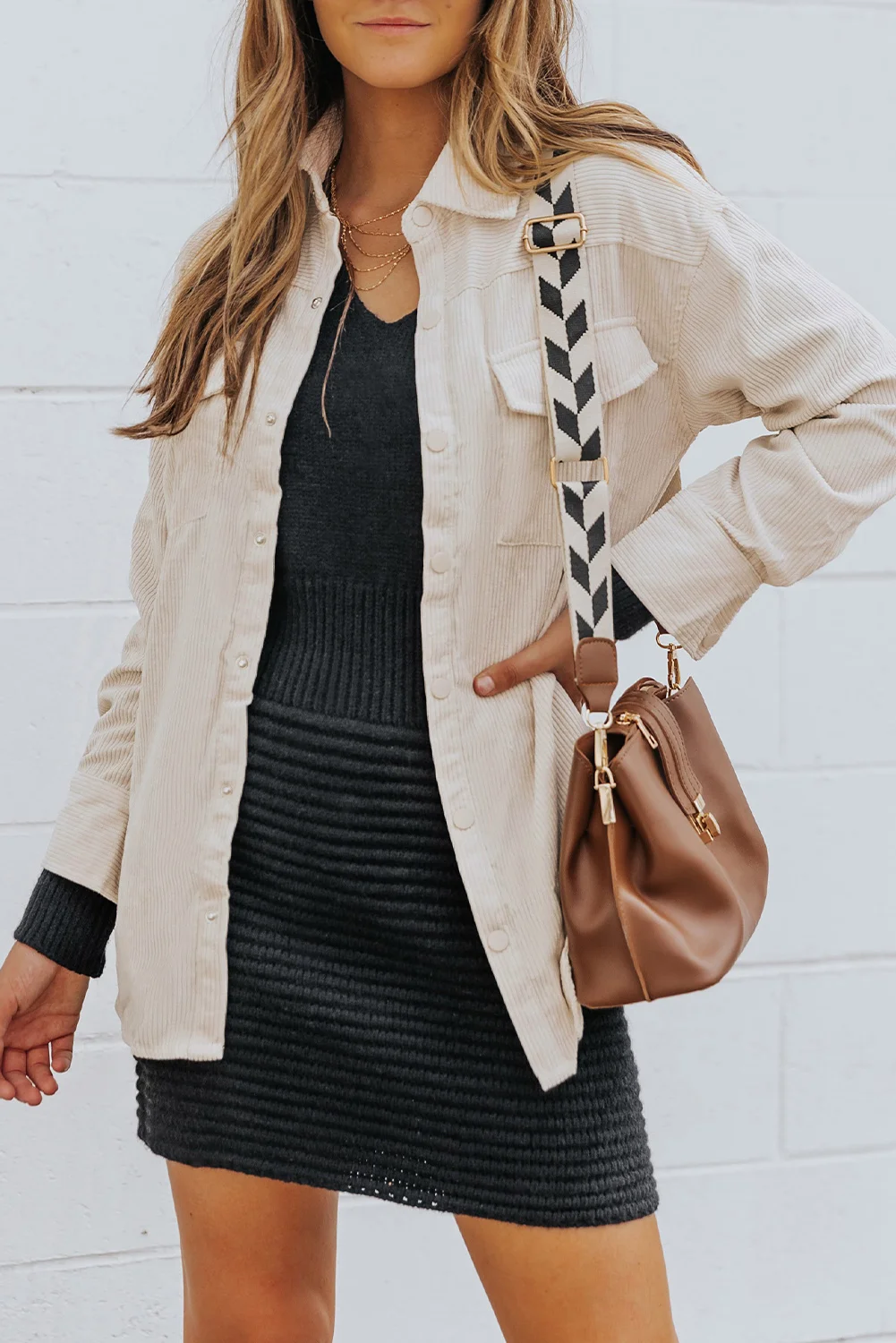 Waist Belt Corduroy Button-up Jacket | IFYHOME
