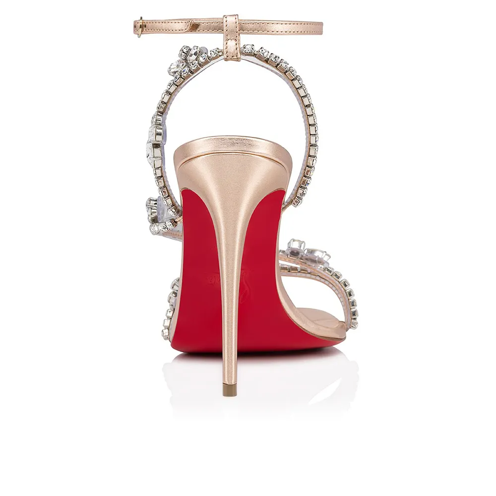 100mm Spotlight Wavy Straps Sandals Red Bottom Stilettos Rhinestones Sandals -vocosishoes
