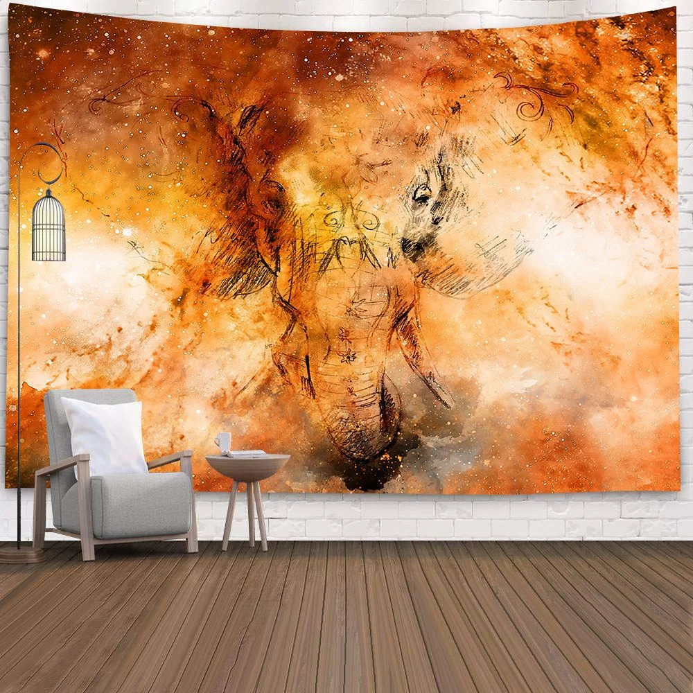 Bohemian Mandala Elephant Tapestry Wall Hanging Sandy Beach Picnic Throw Rug Blanket Camping Tent Travel Sleeping Pad Bedspread