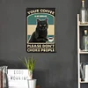 Black Cat Drinking Coffee - Metal Tin Signs(12*16Inch) - Animal