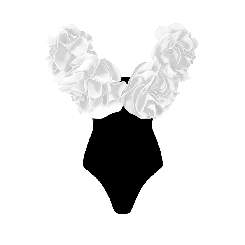 Ballifyex 2025 2Pc High Quality Luxury Woman Swimsuit Flower Ruffle Solid Bathingsuit Push Up Swimwear Off Shoulder Summer Suits Beachwear
