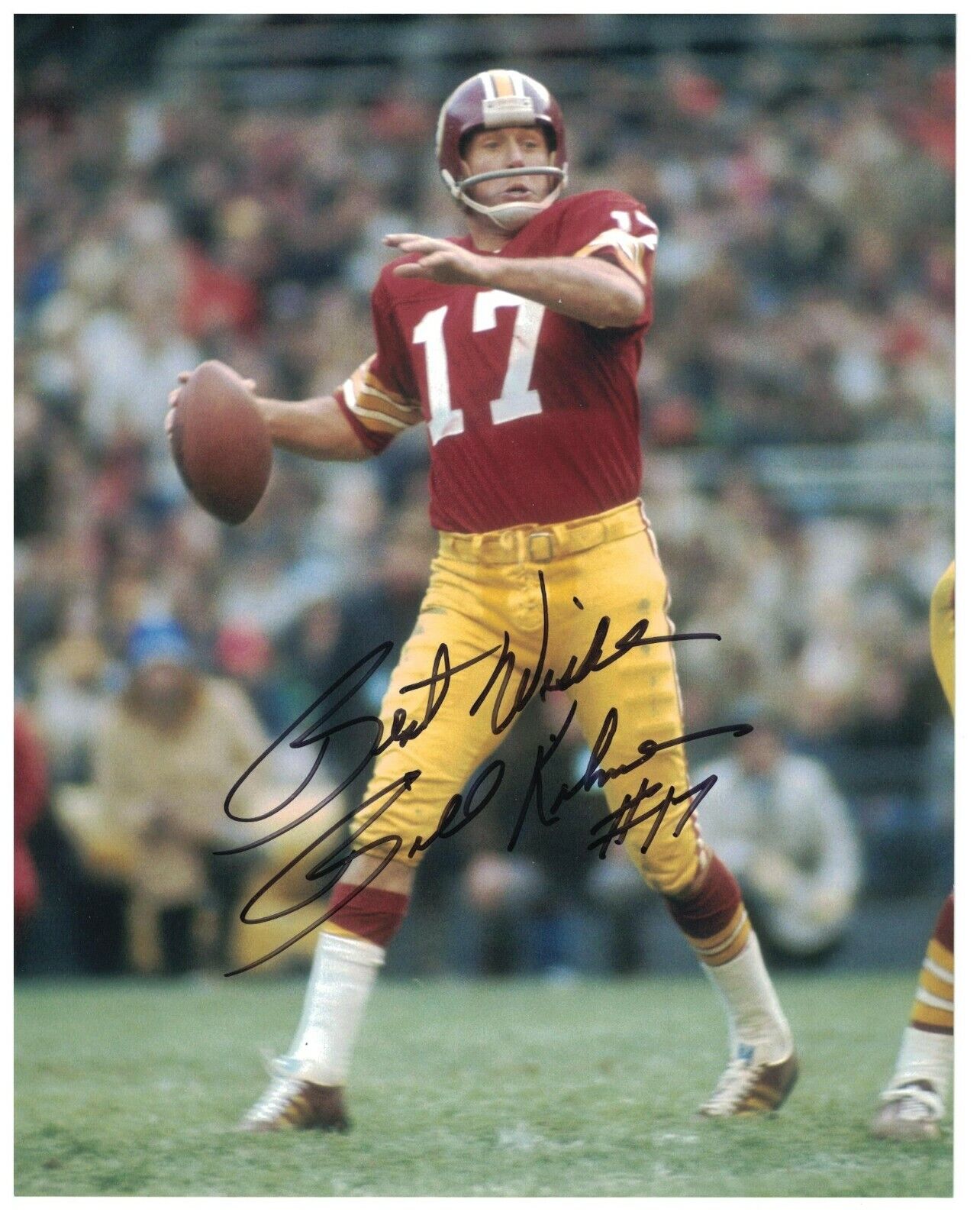 Billy Kilmer Signed Autographed 8x10 Photo Poster painting Washington Redskins UCLA