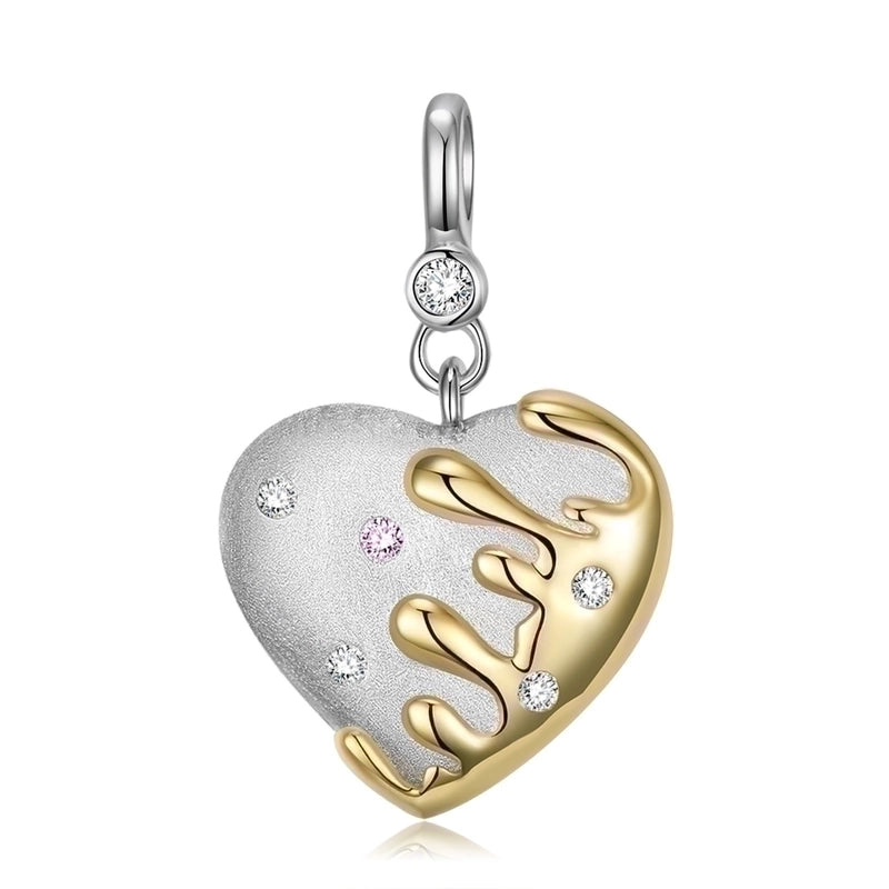 925 Sterling Silver Zircon Inlay Heart Shape Pendant Necklace