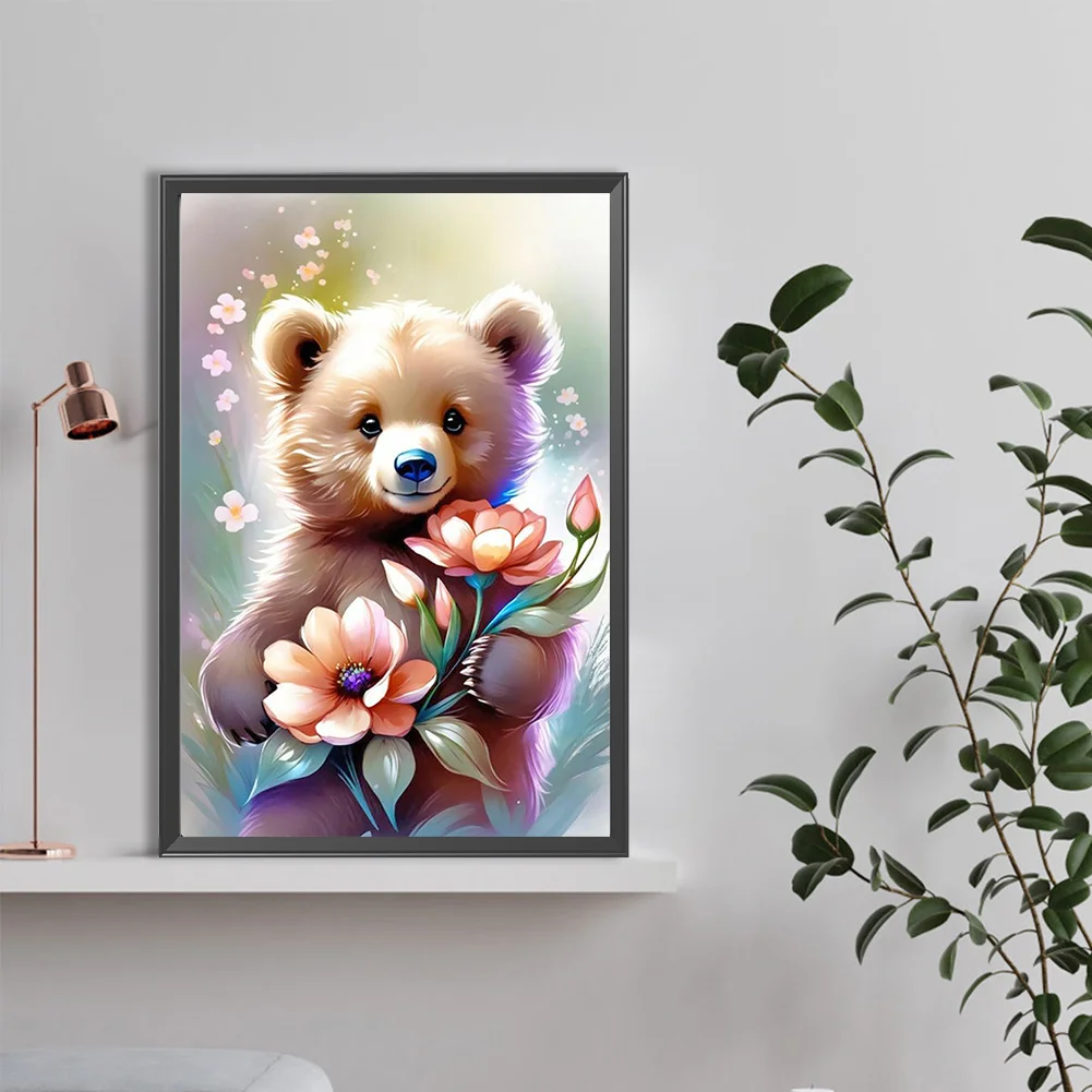 Diamond Painting - Full Round Drill - Flower Bear(Canvas|40*60cm)