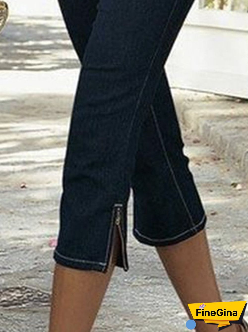 Plain Plus Size Casual Cropped Pants