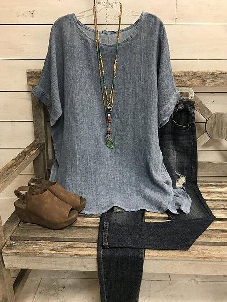 Women's Solid Color Printed Casual Top